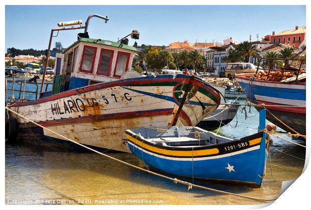 Colourful Fishing Boats in Lagos Harbour  Print by Kasia Design