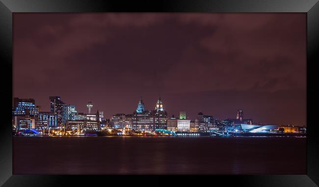 Liverpool waterfront on bonfire night Framed Print by Jason Wells