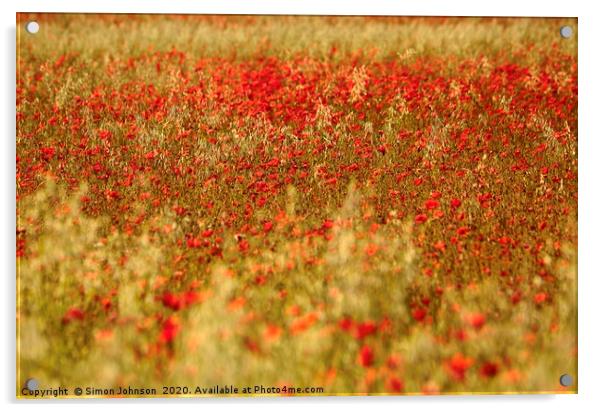 Poppy field Acrylic by Simon Johnson