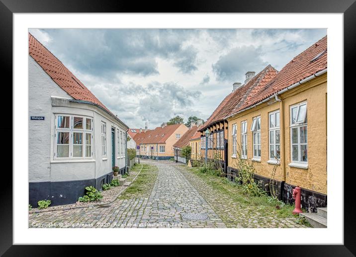 Picturesque street in an anciet alleyway in  Ebelt Framed Mounted Print by Stig Alenäs