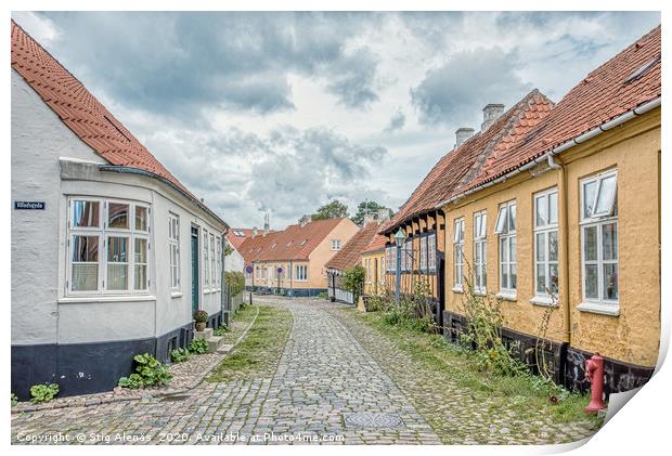 Picturesque street in an anciet alleyway in  Ebelt Print by Stig Alenäs