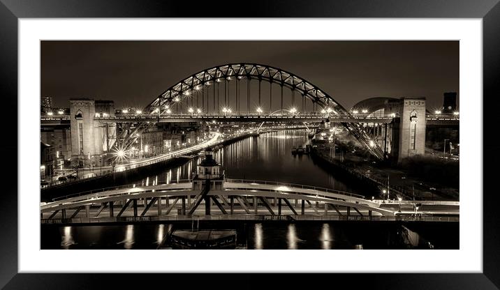 Newcastle Quayside panoramic Framed Mounted Print by Northeast Images