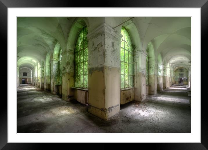 Hallway Abandoned Italian Hospital Framed Mounted Print by Roman Robroek