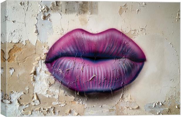 Lips on the Wall Canvas Print by Roman Robroek