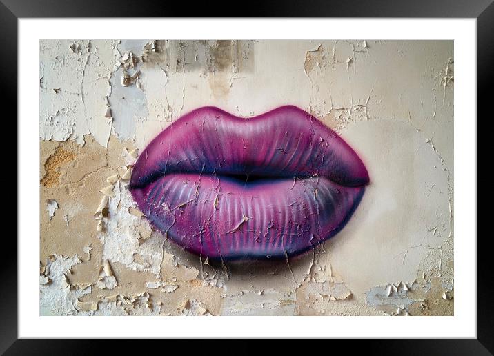 Lips on the Wall Framed Mounted Print by Roman Robroek