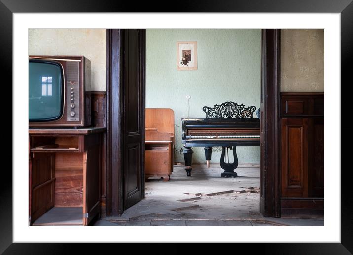 Abandoned Piano in House Framed Mounted Print by Roman Robroek