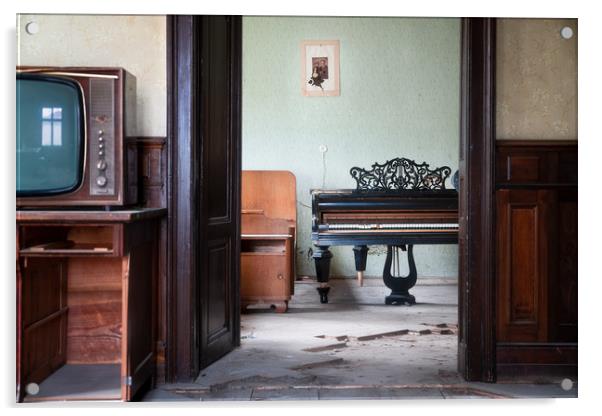 Abandoned Piano in House Acrylic by Roman Robroek
