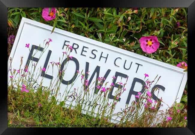 Garden flowers with fresh cut flower sign 0718 Framed Print by Simon Bratt LRPS