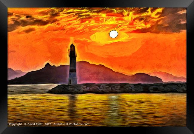 Lighthouse Van Gogh Style  Framed Print by David Pyatt