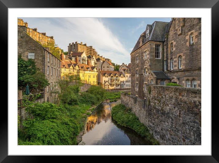 Dean Village in late Spring sunlight Framed Mounted Print by Miles Gray