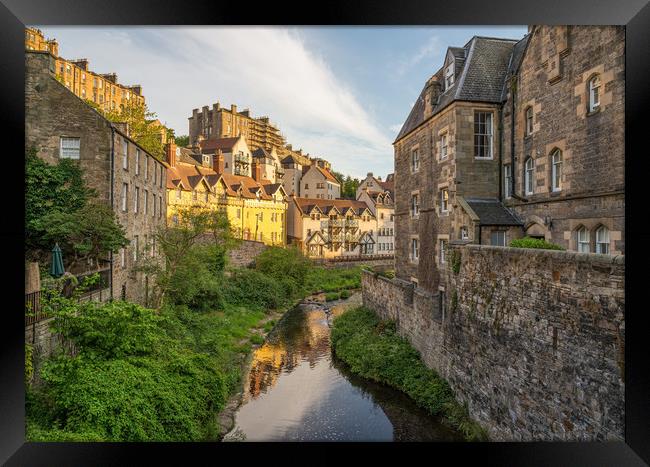 Dean Village in late Spring sunlight Framed Print by Miles Gray