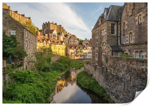 Dean Village in late Spring sunlight Print by Miles Gray