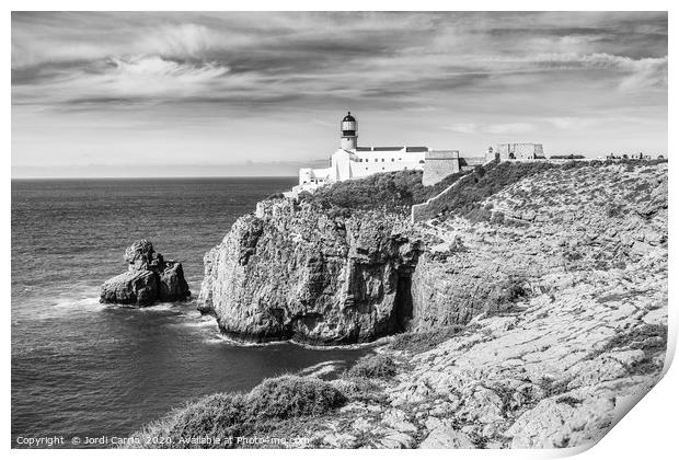 Lighthouse of Cape San Vicente - Black and white Print by Jordi Carrio