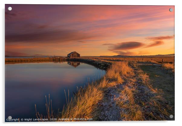 Newtown Saltmarsh Sunrise Acrylic by Wight Landscapes