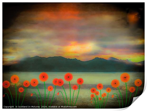 Fiery Poppy Sunset over The Sleeping Warrior on Ar Print by Tylie Duff Photo Art