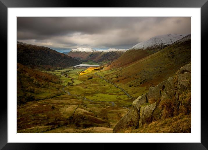 Brotherswater from the Red Screes Descent Framed Mounted Print by John Malley