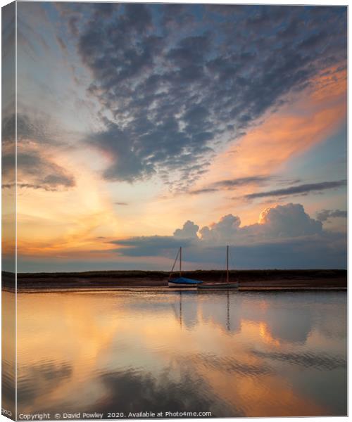 Evening colour in the sky at Burnham Overy Staithe Canvas Print by David Powley