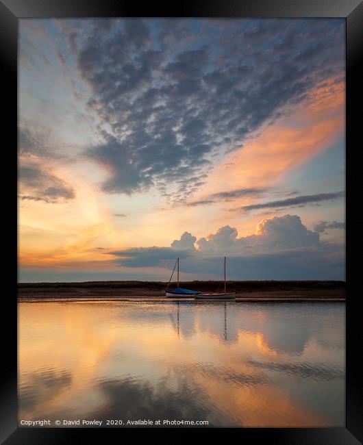 Evening colour in the sky at Burnham Overy Staithe Framed Print by David Powley