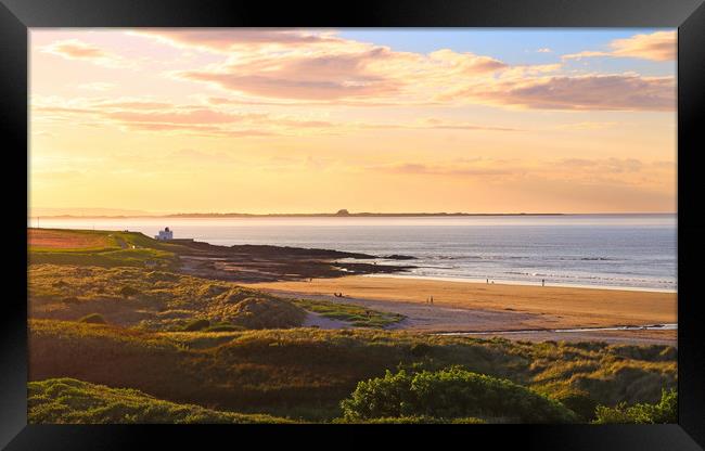 Golden Hour at Bamburgh Castle Framed Print by Simon Marlow