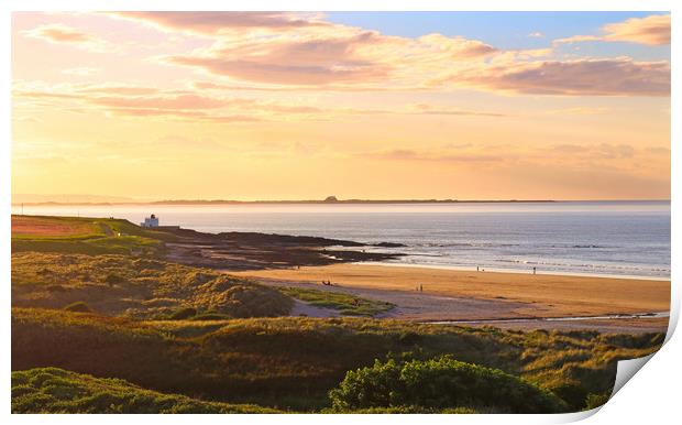 Golden Hour at Bamburgh Castle Print by Simon Marlow