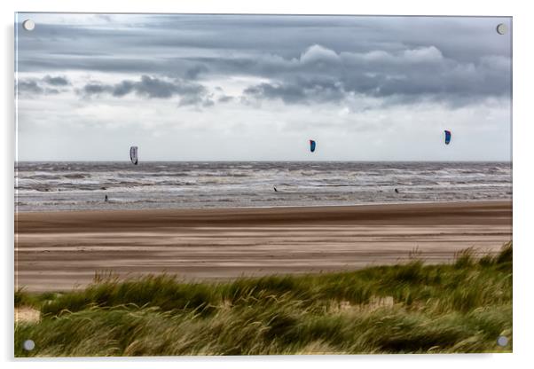 Kitesurfing Acrylic by Roger Green