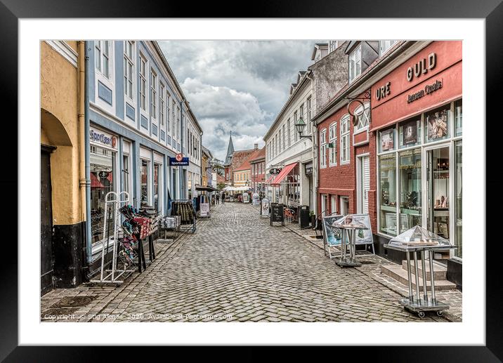 Shopping street  with many different stores in Ebe Framed Mounted Print by Stig Alenäs