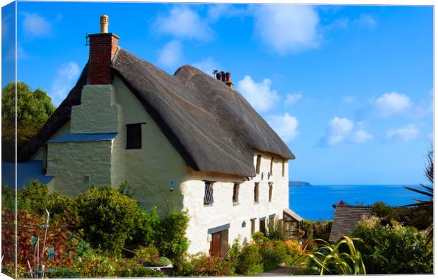 thatched cottage cornwall, england Canvas Print by Kevin Britland