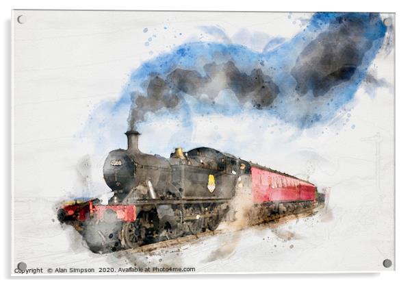 Steam Train Acrylic by Alan Simpson