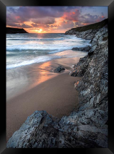 Sunset, Porth Joke  Beach, Cornwall Framed Print by Mick Blakey
