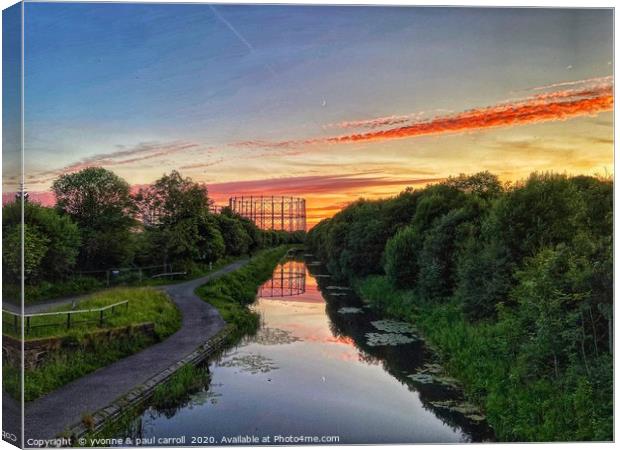 Sunset over the Forth & Clyde Canal Canvas Print by yvonne & paul carroll