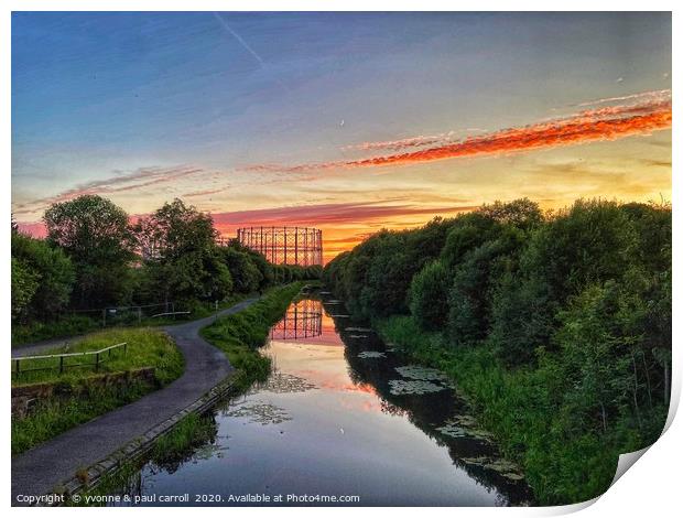 Sunset over the Forth & Clyde Canal Print by yvonne & paul carroll