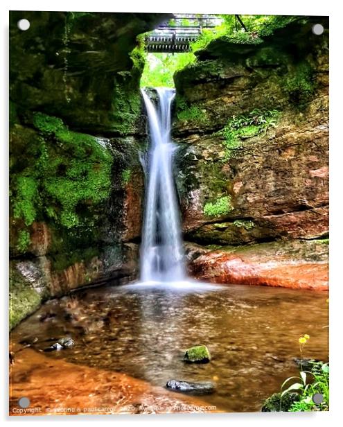 Waterfall pool at Kelburn Country Park Acrylic by yvonne & paul carroll