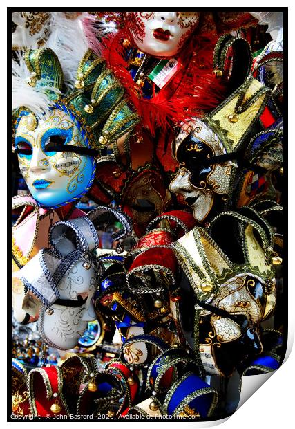 Venetian Masks Print by John Basford