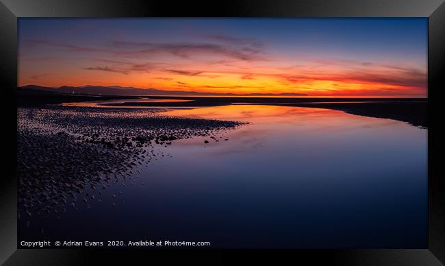 Seascape Sunset Framed Print by Adrian Evans
