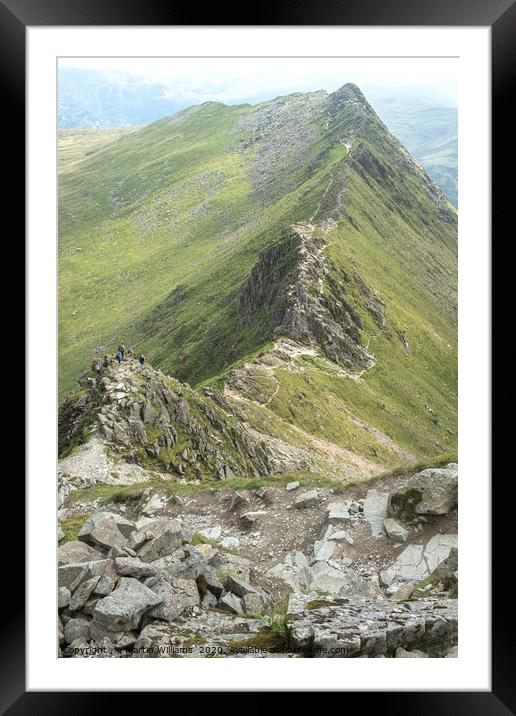Striding Edge viewed from Helvellyn Framed Mounted Print by Martin Williams