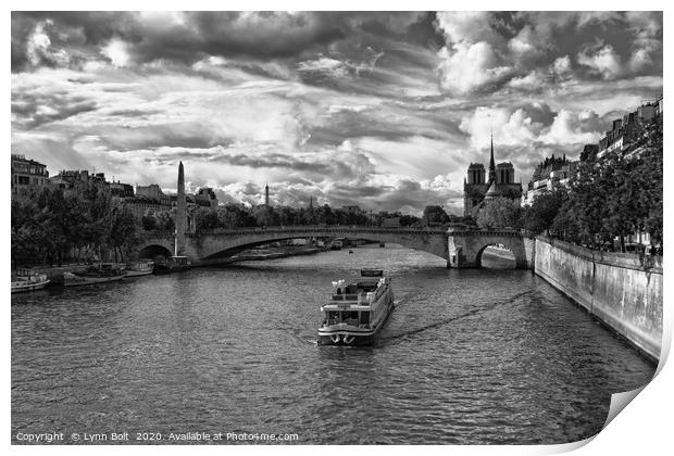 River Boat on the River Seine Print by Lynn Bolt