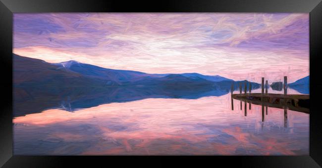 Derwent Water at dusk Framed Print by Jason Wells