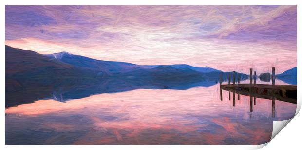 Derwent Water at dusk Print by Jason Wells