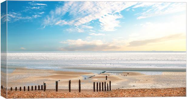 Serene Sunrise at Hastings Beach Canvas Print by Simon Marlow
