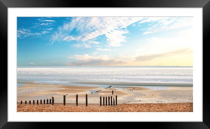 Serene Sunrise at Hastings Beach Framed Mounted Print by Simon Marlow