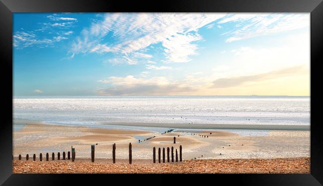 Serene Sunrise at Hastings Beach Framed Print by Simon Marlow