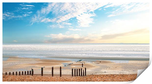 Serene Sunrise at Hastings Beach Print by Simon Marlow