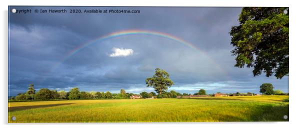 Rainbow Over Barley Fields Acrylic by Ian Haworth