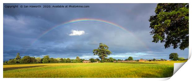 Rainbow Over Barley Fields Print by Ian Haworth