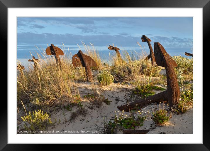 Anchors and sunset in Praia do Barril Framed Mounted Print by Angelo DeVal