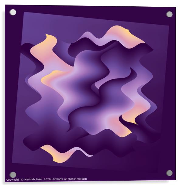 Purple waves Acrylic by Marinela Feier