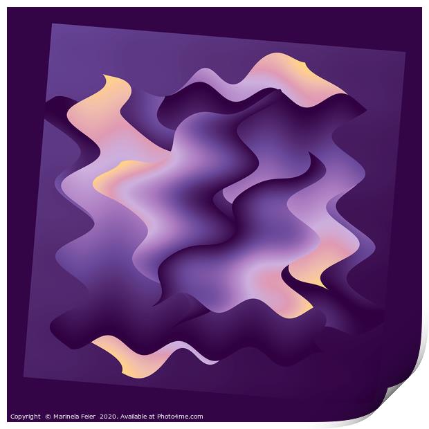 Purple waves Print by Marinela Feier