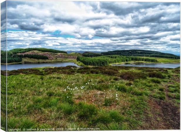 Jaw Reservoir and Cochno Loch in the Kilpatrick Hi Canvas Print by yvonne & paul carroll