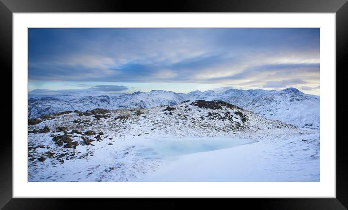 A Cool Day across the Central Fells Framed Mounted Print by John Malley