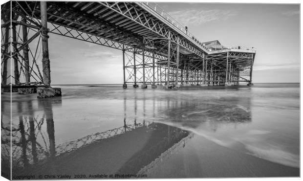 Cromer pier and beach, along exposure Canvas Print by Chris Yaxley